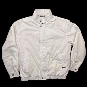 VTG Members Only Windbreaker Jacket Snap Collar+Cuffs White Preppy Retro Mens S